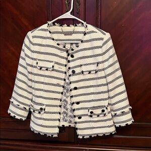White House Black Market Black and White Striped Blazer